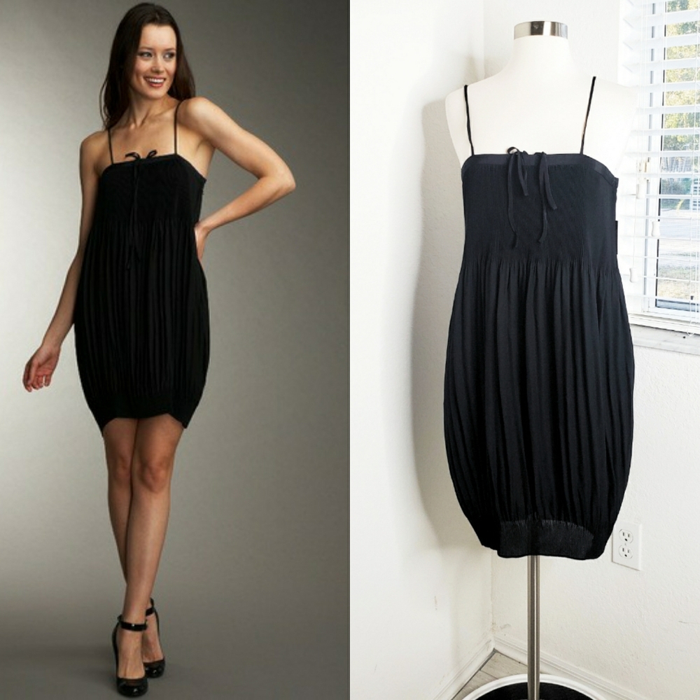 JULIE HAUS Black Release Pleat Dress NWT XS.